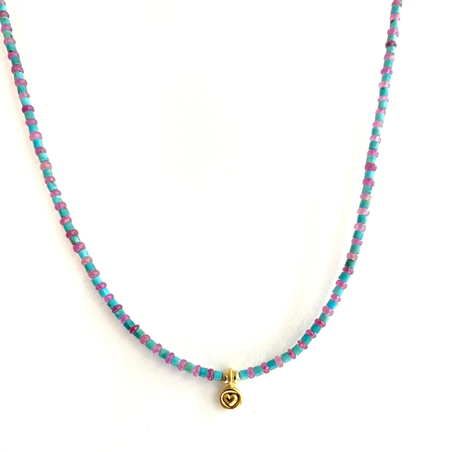 SEA OF PETALS RUBY AND ARIZONA TURQUOISE NECKLACE