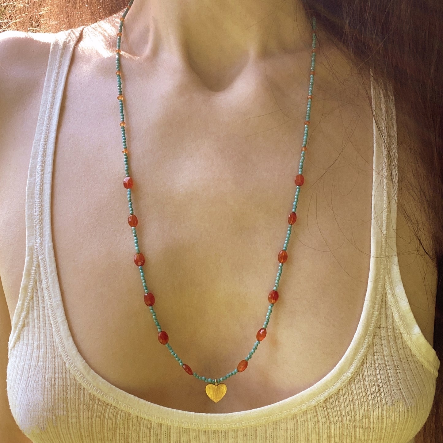 FREE SPIRIT TURQUOISE AND CARNELIAN NECKLACE
