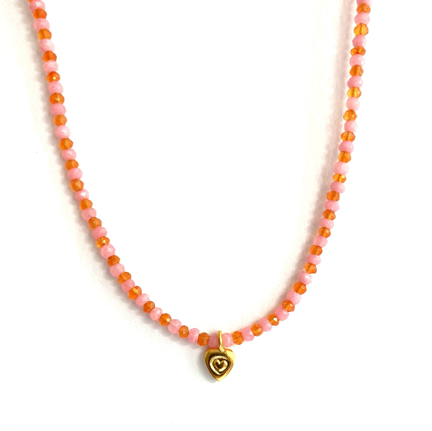 Love Sweetly Pink Opal and Orange Carnelian Pendant Necklace