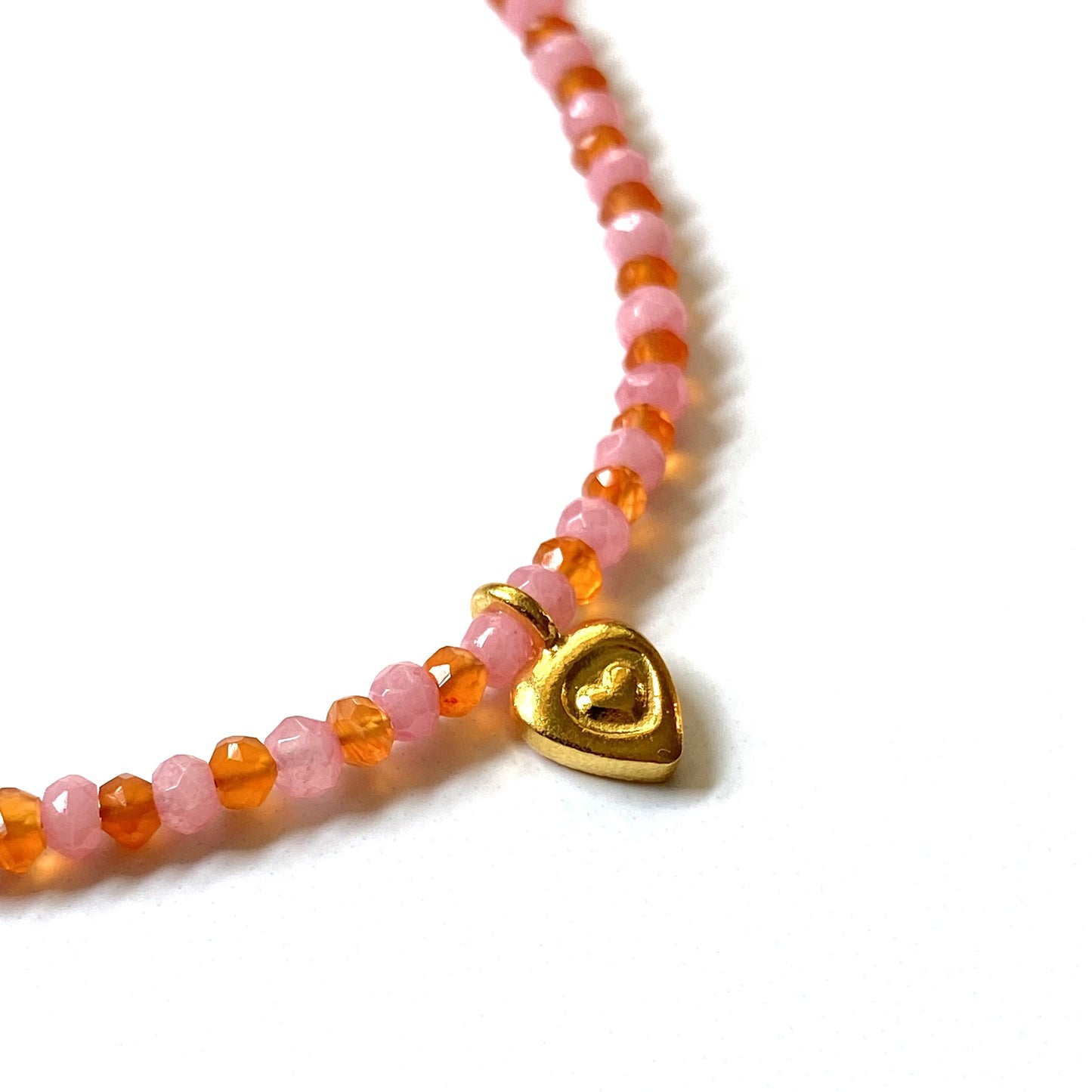 Love Sweetly Pink Opal and Orange Carnelian Pendant Necklace