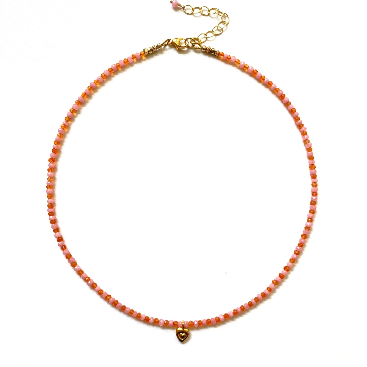 Love Sweetly Pink Opal and Orange Carnelian Pendant Necklace