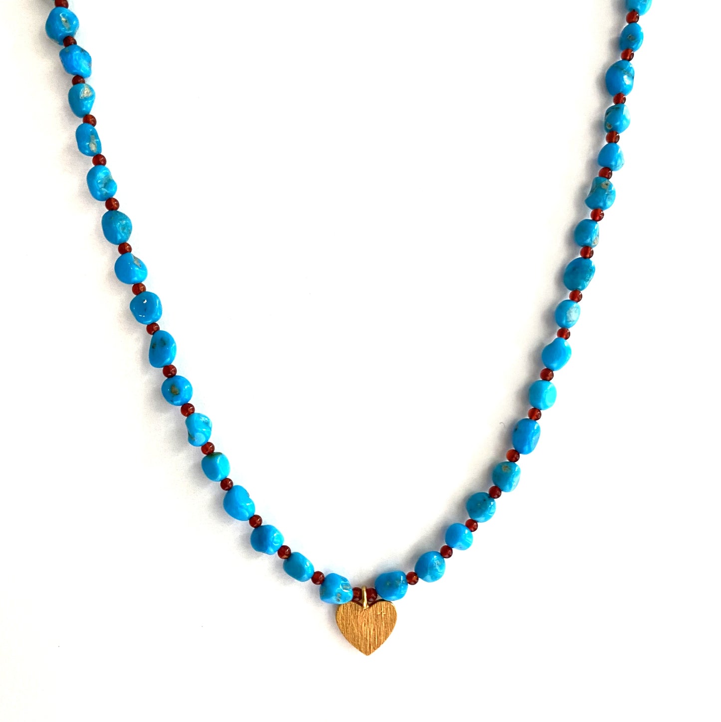 HEART OF COMPASSION TURQUOISE AND RED AGATE NECKLACE