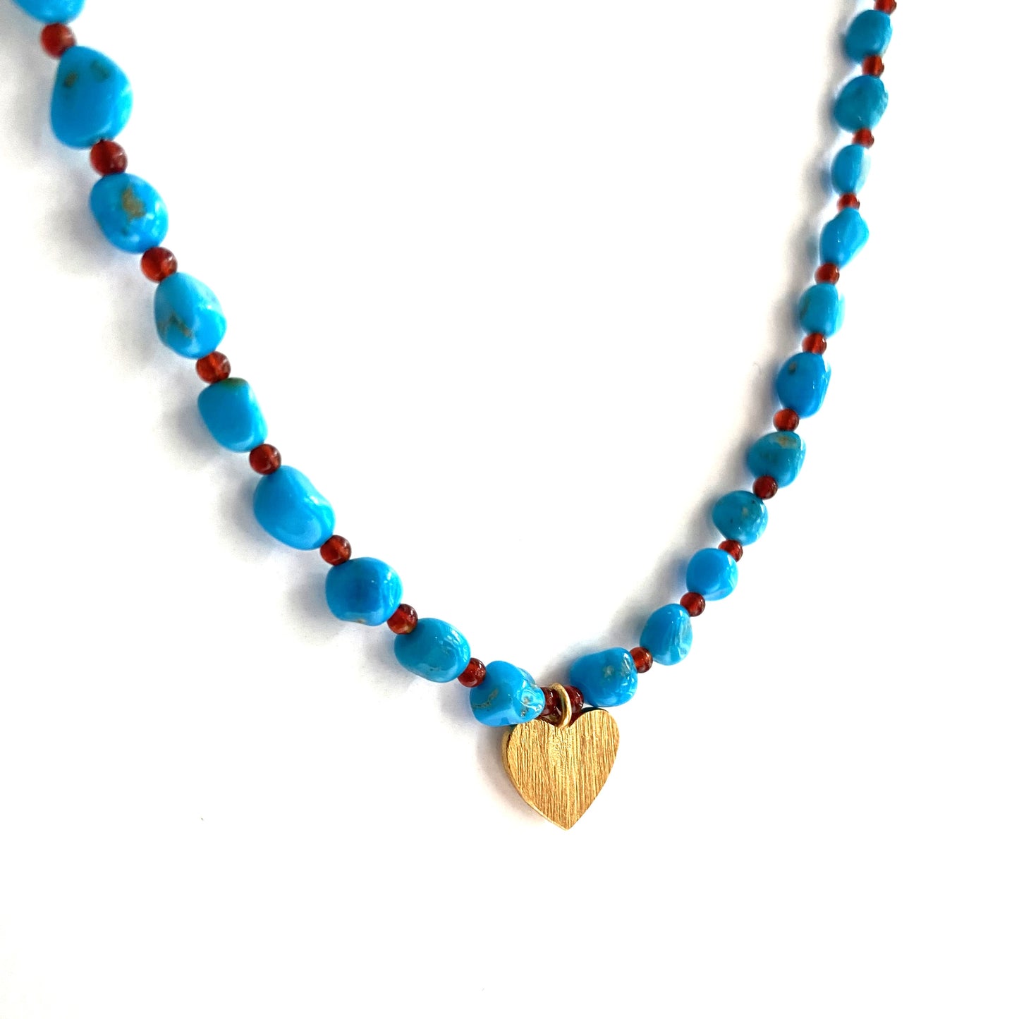 HEART OF COMPASSION TURQUOISE AND RED AGATE NECKLACE