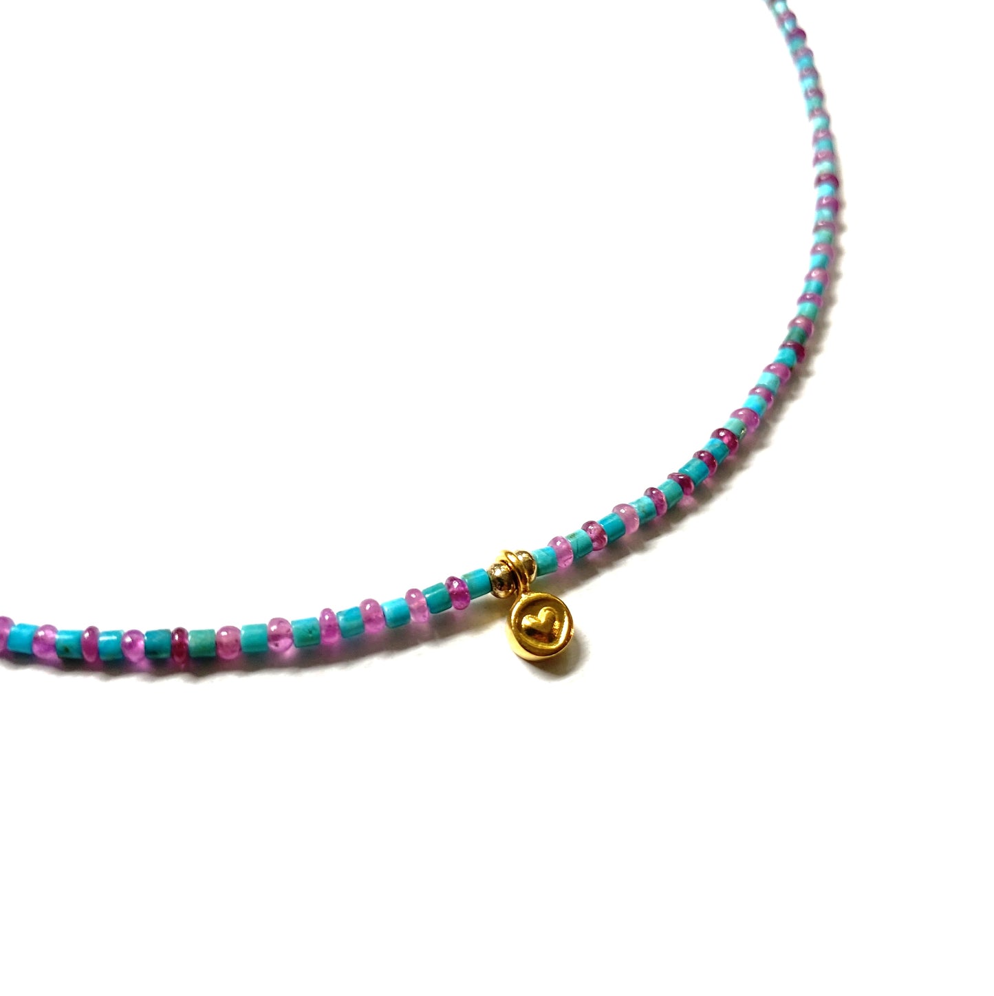 SEA OF PETALS RUBY AND ARIZONA TURQUOISE NECKLACE