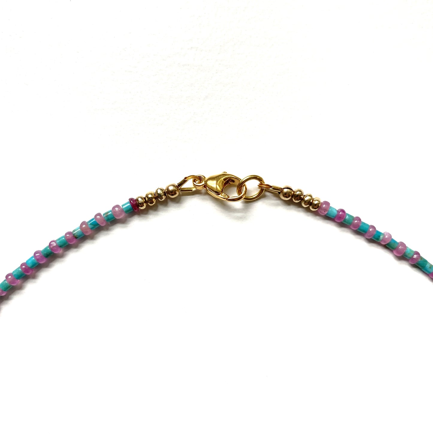 SEA OF PETALS RUBY AND ARIZONA TURQUOISE NECKLACE