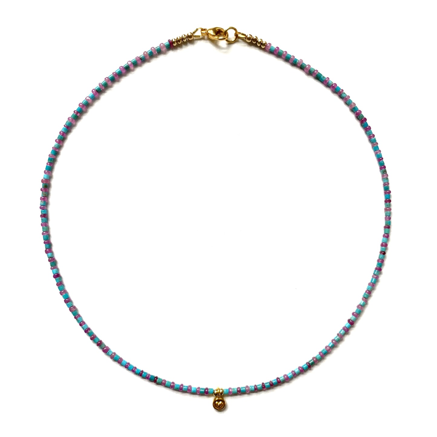 SEA OF PETALS RUBY AND ARIZONA TURQUOISE NECKLACE