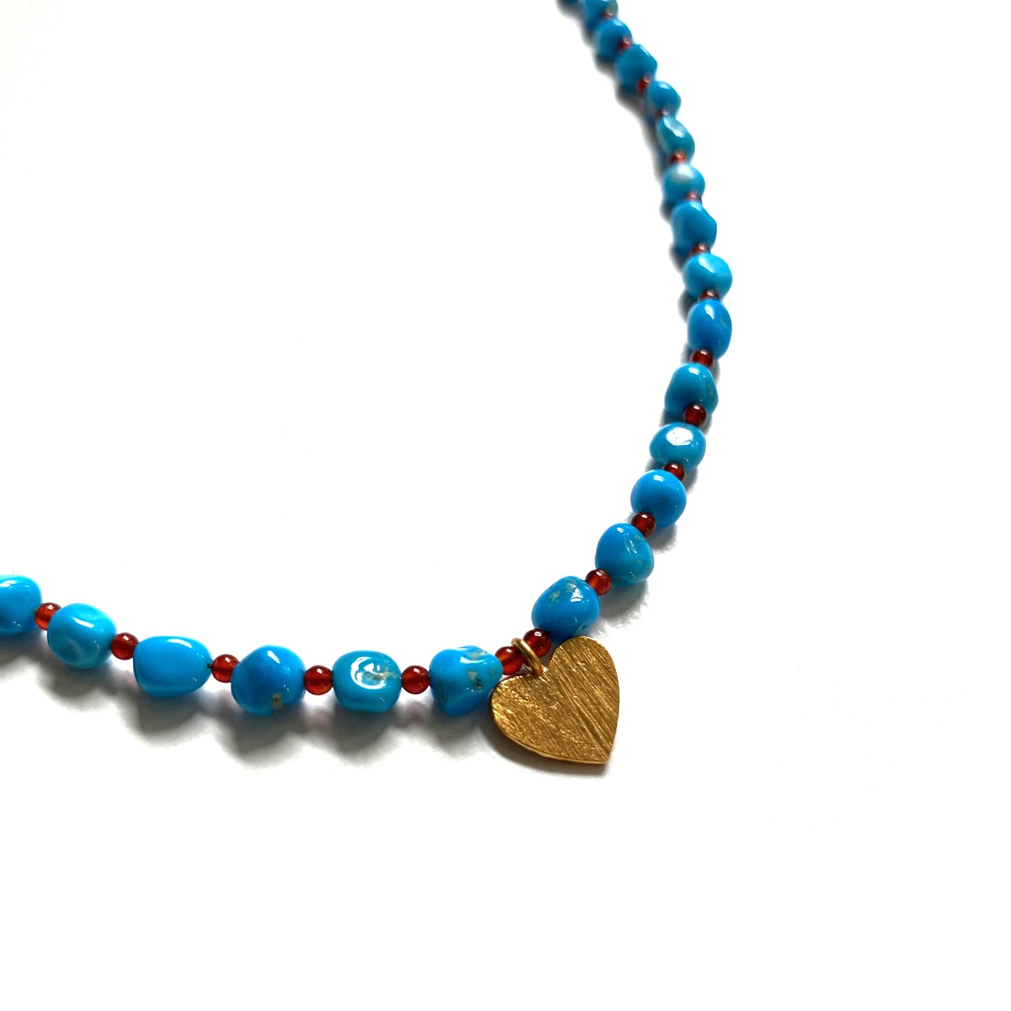 HEART OF COMPASSION TURQUOISE AND RED AGATE NECKLACE